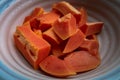 Papaya sliced Great tropical fruit that helps maintain a healthy bowel movement for its healthy enzymes Royalty Free Stock Photo