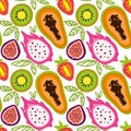Papaya slices, summer print. Royalty Free Stock Photo
