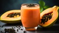 Papaya smoothie selective focus detox diet food vegetarian food healthy eating concept