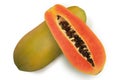 Papaya, whole and sliced. Delicious fresh exotic healthy fruits Royalty Free Stock Photo