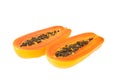 Papayas on white background