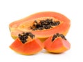 papayas on the white ground slice Royalty Free Stock Photo