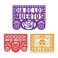 Papel picado, mexican paper decoration for Dia De Los Muertos holiday. Day Of The Dead.