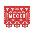 Papel Picado, Mexican paper decorations for party. Cut out compositions for paper garland. Royalty Free Stock Photo