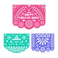 Papel Picado set, Mexican paper decorations. Royalty Free Stock Photo