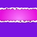 Pink and purple texture of torn paper on top and bottom of the sheet. Torn paper with copy space for your text. Illustration. Royalty Free Stock Photo