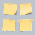 Blank paper note template with adhesive tape piece.