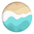 Paper abstract art sea and seacoast round background