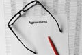 Paper with Agreement on a table Royalty Free Stock Photo