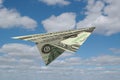 Paper Aiirplane Made out of Money Royalty Free Stock Photo