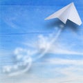 Paper airbus flying in sky Royalty Free Stock Photo
