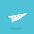 Paper airplane on blue background-flat style icon Royalty Free Stock Photo