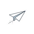 Paper airplane featuring a streamlined, angular design outlined in dark Royalty Free Stock Photo