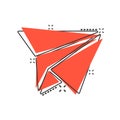 Paper airplane icon in comic style. Plane vector cartoon illustration on white isolated background. Air flight business concept Royalty Free Stock Photo