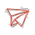 Paper airplane icon in comic style. Plane vector cartoon illustration on white isolated background. Air flight business concept Royalty Free Stock Photo