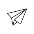 Paper airplane icon in flat style. Plane vector illustration on white isolated background. Air flight business concept Royalty Free Stock Photo