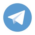 Paper Airplane icon isolated on a blue circle. Royalty Free Stock Photo