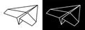 Paper airplane icon. Sending messages and delivering e-mail. Travel design element. Black and white vector