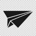 Paper airplane icon in transparent style. Plane vector illustration on isolated background. Air flight business concept Royalty Free Stock Photo