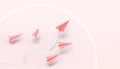 Paper airplane Leadership creative Ideas Red origami and business concept on pastel Red background Royalty Free Stock Photo