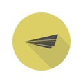 paper airplane long shadow icon. Simple glyph, flat vector of web icons for ui and ux, website or mobile application Royalty Free Stock Photo