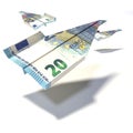 Paper airplane made of a 20 euro bill