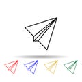 paper airplane multi color style icon. Simple thin line, outline vector of web icons for ui and ux, website or mobile application Royalty Free Stock Photo