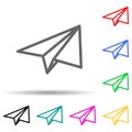 paper airplane multi color style icon. Simple thin line, outline vector of web icons for ui and ux, website or mobile application Royalty Free Stock Photo