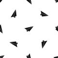 Paper airplane pattern seamless black