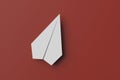 Paper airplane on a red background, 3D rendering Royalty Free Stock Photo