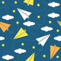 Paper airplane seamless pattern Royalty Free Stock Photo