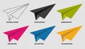 Paper Airplane Set - Editable Stroke And Different Color Editions - Vector Illustration - Isolated On Transparent Background Royalty Free Stock Photo