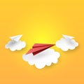 10.Paper airplanes flying on clouds background Royalty Free Stock Photo