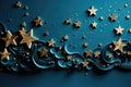 Paper applique stars and clouds in the sky Royalty Free Stock Photo