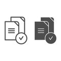 Paper approved line and glyph icon. Verified documents vector illustration isolated on white. Checkmark on files outline