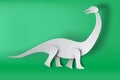 Paper art of Apatosaurus dinosour on green background vector