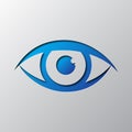 Paper art of the blue eye icon. Vector illustration. Royalty Free Stock Photo