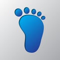 Paper art of the blue footprint icon. Vector illustration. Royalty Free Stock Photo