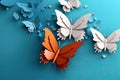 paper art Butterfly pack blank background Generative AI