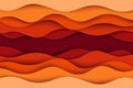 Paper art cartoon abstract waves. Autumn paper carve background. Royalty Free Stock Photo