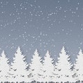 Paper art christmas winter season and Christmas day forest with snow vector illustration.