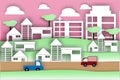 Paper art of city lifestyle - vector illustration