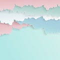 Paper art colorful fluffy clouds background