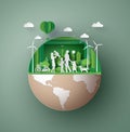 Paper art concept of eco friendly , save the earth Royalty Free Stock Photo