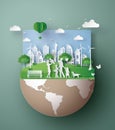 Paper art concept of eco friendly , save the earth