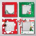 Paper art and craft of Christmas border frame photo design set,t Royalty Free Stock Photo