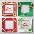 Paper art and craft of Christmas border frame photo design set,t Royalty Free Stock Photo