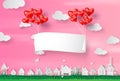 Paper art and craft of happy Valentine Day,Paper signboard air b