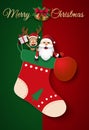 Paper art, Craft style of Christmas Sock with Santa Claus and Reindeer Royalty Free Stock Photo