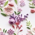 Organic Nature-inspired Quilling Background With Flowers, Leaves, And Butterflies Royalty Free Stock Photo